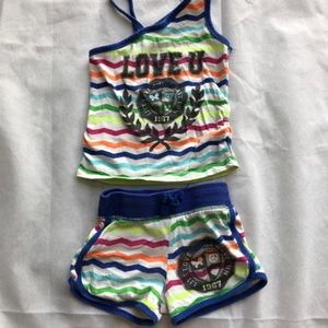 ☀️ 3 For $20 ☀️ Qtee Girls Set Top Tank + Short Beach 3T